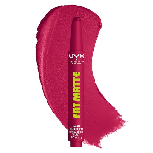 NYX PROFESSIONAL MAKEUP Fat Matte Lipstick, Pigmented, Smoothing, & Non-Drying Lip Crayon, Long Lasting Lip Makeup, Vegan & Cruelty Free - Hibiscus Hug (Magenta)