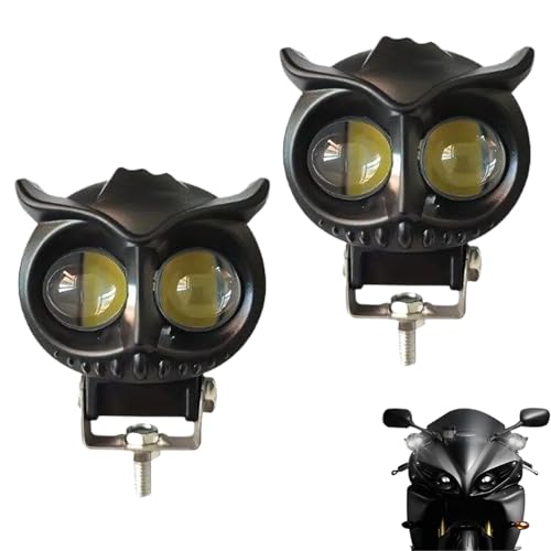 Genérico Luces Auxiliares para Motocicleta | Bombilla Auxiliar LED Para Faro De Motocicleta Owl,Luces Impermeables Focalizadas para Tractor Aventura Automoción Camping Noche Carretera