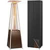 Hykolity Pyramid Patio Heater, 48000 BTU Glass Tube Propane Patio Heater with Wheels and Cover, Outdoor Propane Heaters for Patio, Backyard, Garden, Porch, and Pool, Bronze