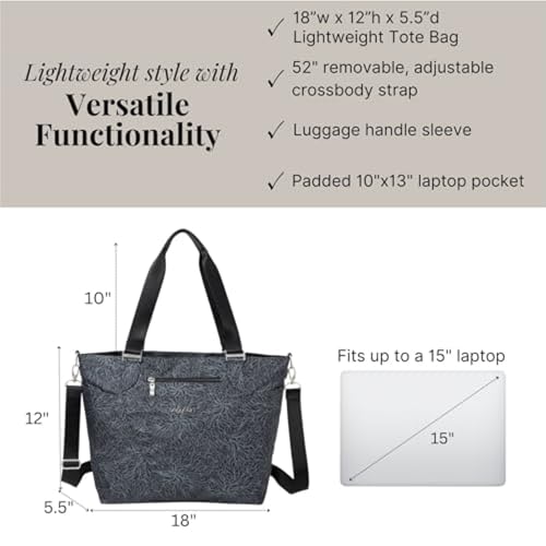 Image of Baggallini Avenue Tote - 12x18 Laptop Tote Bag for Women - Lightweight Work Travel Carry On Bag
