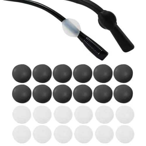 24 Pcs Anti Slip Glasses Grips Black/White Silicone M-Bean Glasses Ear Grips Non-Slip Eyeglass Ear Hooks for Optical Glasses Sunglasses & Reading Glasses Accessories