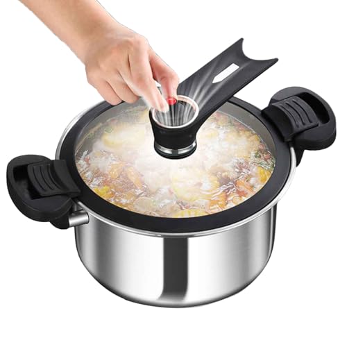 Stainless Pressure Cooker - Portable Fast Cooking Pot for Home Kitchen | Family Cooking Tool for Stews Soup Beans Steak Meat Vegetables Pasta Rice Dining Preparation and Daily Use, Stainless Steel