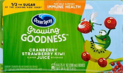 Ocean Spray Growing Goodness, Cranberry Strawberry Kiwi Kid's Juice Beverage, 6.75 Oz, 8 Ct