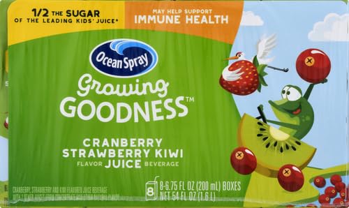 Ocean Spray Growing Goodness, bebida de jugo de arándano y fresa para niños, caja de 6.75 onzas (paquete de 8)