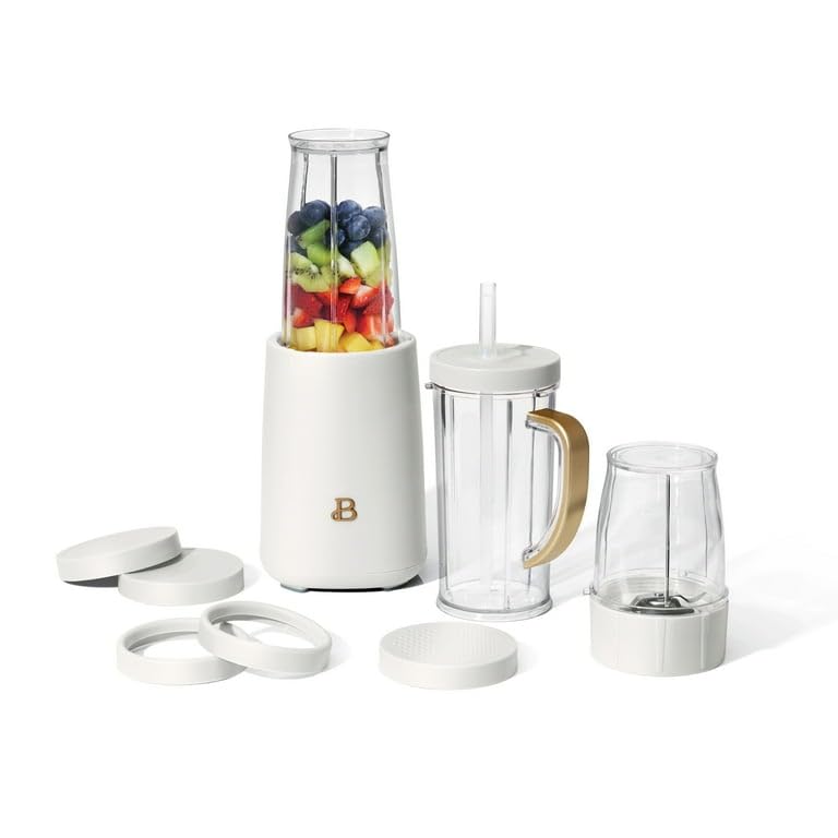 Generic Elegant Personal Blender Set | BPA-FREE | Durable Compact & Portable | 12 Pieces | 240W | White Icing | Drew Barrymore | Smoothies, Shakes, & More, 19285