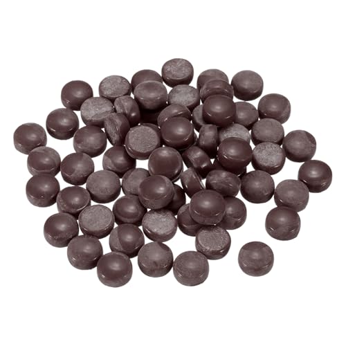 MECCANIXITY 12mm Glass Mosaic Tiles, 200g Round Iridescent Glass Pieces Recycled Mosaic Tiles Bulk for Vase Flower Pots Aquarium Decor Garden Project DIY Art Craft, Coffee Brown