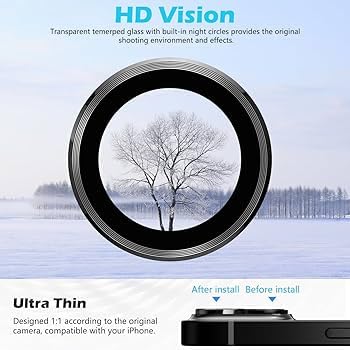 Image of FabeKee Tempered Glass Camera Lens Protector For 9H Hardness, Full Coverage Anti Scratch Camera Metal Ring (Reno15Pro /-black)