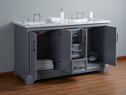 Stufurhome Hd-1525G-60-Cr Ariane 60 Inch Slate Gray Double Vanity Cabinet Dual Bathroom Sinks, 60", Grey #TOP4