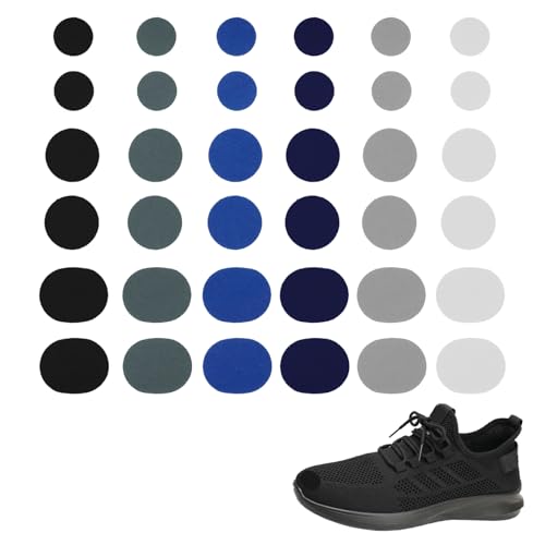 RJLCTH 36 Pcs Shoe Patches for Holes, Self Adhesive Shoe Repair Patch Kit with 6 Colors, Durable Toe and Heel Protectors for Sneakers Boots Leather and Cloth Shoes