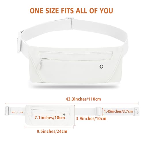 WHIPPY Slim Running Belt Fanny Pack for Women Men Elastic Runners Belt Waist Pouch Chest Bag Phone Holder Waist Pack for Running Hiking, White - Thumbnail 5
