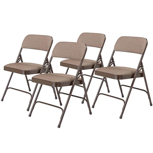 National Public Seating NPS 2200 Series Fabric Padded Premium Folding Chairs, Russet Walnut, 4 Pack (2207/4)