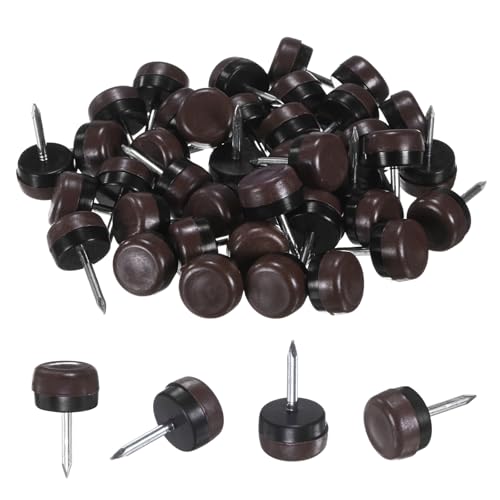 Image of M METERXITY 40-Pack Furniture Sliders, 0.6 inch Nail-on Chair Leg Protectors for Hardwood Floors /Table /Chair /Wooden Floors, Furniture Glides [Brown]