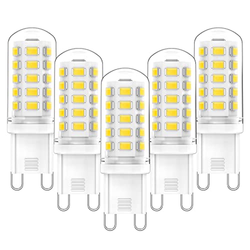 Yuiip G9 Led Bulb 6000K Daylight White 4W (40W Halogen Equivalent), Ac120V 400Lm G9 Bi Pin Base Light Bulbs For Chandeliers Home Lighting, 360° Beam Angle, Non-Dimmable, 5 Pack #TOP4