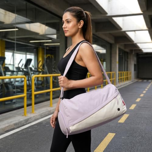 Image of PALAY Gym Bag with Shoe Compartment Purple Waterproof Travel Duffle | oxford cloth, large capacity, wet&dry compartment, trolley case strap, color blocking, suitable for weekend, vacation, sports