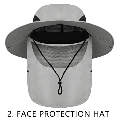 Kicpot Chapéu de pesca masculino FPS 50+ 360° chapéu de sol para mulheres, com aba de pescoço de mal