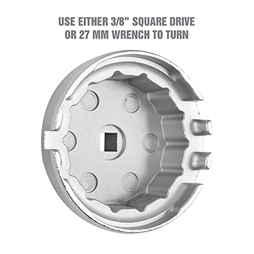 OEMTOOLS 87131 64.5 mm 14 Flute Oil Filter Wrench, Oil Filter Cap Wrench for 2.0 to 5.7L Engines, For Use with Toyota, Oil Cap Filter Wrench Prevents Slippage, Easy Cap Release