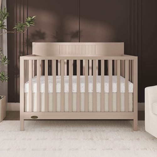 Image of Dream On Me Ivy 5-in-1 Convertible Full-Size Baby Crib in Almond Butter, GreenGuard Gold & JPMA Certified, 3 Mattress Heights, Converts to Toddler, Day & Full-Size Bed, Safe & Stylish Nursery