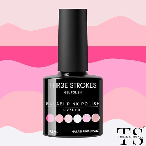 Image of THR3E STROKES Gel Nail Polish Set Gel Polish Orange Hot Pink Blue Yellow Green Purple Vibrant Spring Summer Gel Polish 7ML (UV /LED LIGHT REQUIRED) (GULABI PINK (GP233), 7.5ML)