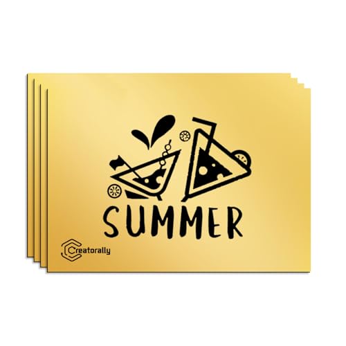 Creatorally Plaque Acrylique pour Gravure Laser, Plastique à Graver Bicouche 30x20 cm 1,3mm, Plaque Plexi Couleur 4 Feuilles Plaque a Graver pour Personnalisé Artisanale (Noir sur Miroir Doré)