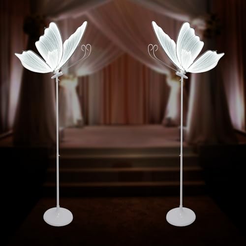 MARTEXBUY Butterfly Decorations, 2PCS LED Butterfly Floor Lamps Lights, 57.5-70.1