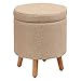 Drewniany podnóżek na nogi, kreatywny tapicerowany okrągły pojemnik z bawełnianą pościelą Sofa stołek ze zdejmowaną zmywalną osłoną, beżowy, 32 cm x 40 cm