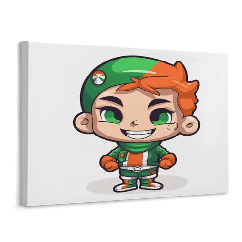 Toile murale dessin animé 15,7x30cm encadrée et horizontale pour déco