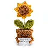 Qaestuan Positive Sonnenblume, Lustige Gehäkelte Pocket Hug Positive Sonnenblume, Danke Geschenk, Kreative Strickwolle Sonnenblume, Glücksbringer, Gute Gute Besserung Geschenke, Mutmacher Geschenk