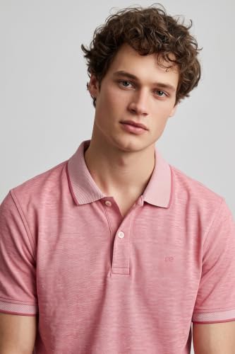 Image of Peter England Men's Premium Branded Regular Fit Half Sleeve Polo T-Shirt | Cotton Rich | Birds Eye Interlock Weave| No Pocket