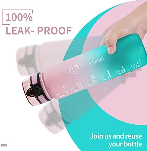 DURKHANAI 1 Litre Sports Water Bottle with Time Marker, BPA Free Tritan Plastic Drinking Bottle, Leak Proof Design Drink Bottle to Keep yourself Hydrated.