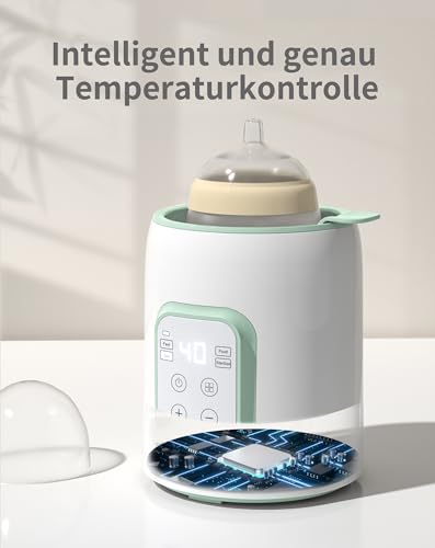 GROWNSY Flaschenwärmer baby Sterilisator für babyflaschen 8-in-1Fast Babynahrungsheizung Warmhalten von Babynahrung & Abtauung BPA-freier Fläschchenwärmer,Babykostwärmer mit LCD-Display