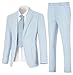 Seersucker Slim Suits Men Formal Summer Beach Wedding Grooms 2 Piece Blazer Pants Party Striped Suit Light Blue XL