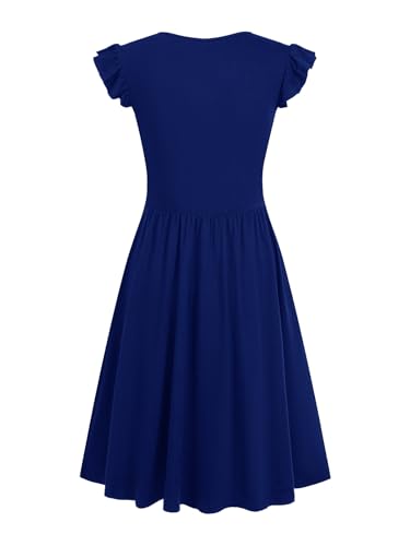 Image of HELYO Women's Summer Dresses 2026 Cute V Neck Ruffle Sleeve Beach Wedding Guest Cocktail Short Work Casual Dress with Pockets 648 Royal Blue S