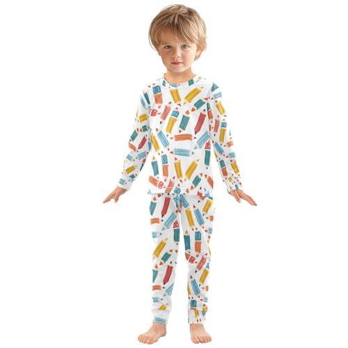 ALAZA Funny Pencil Pajamas Long Sleeve Sleepwear 2-Piece Pajama Set3