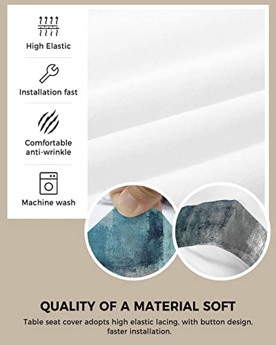 Lidu Turquoise Seat Covers For Dining Room Chairs Set Of 4, Modern Geometric Teal Chair Slipcovers Protector, Oil Painting Abstract Art Stretch Chair Covers Removable Cushion Cover For Kitchen Office #TOP1