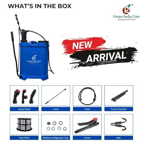 Image of Manual Knapsack Sprayer | Hand-Operated High-Pressure Pump | 16L Tank Capacity | Telescopic Lance with 3 Nozzles | Ideal for Farming,Gardening & Pesticide Spraying