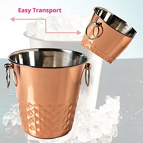 Champagne Bucket-Wine Cooler-Wine Holder-Wine Chiller-Beverage Cooler-Beer Chiller-Ice Bucket In Stainless Steel Tarnish Resistant Elegant Modern Design For Barware, Wine Lovers 20 X20 Cm #TOP6