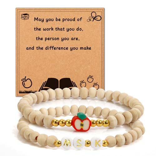 DUIOQ Teacher End of Year Gifts,Dance Teacher Gifts,Teachers Bracelet,Gift for Ms Daycare Art History Music Math English Special Education on Christmas Thanksgiving Valentine Halloween