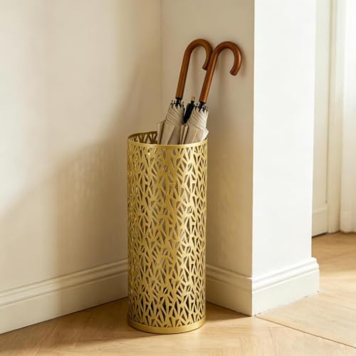 Image of Umbrella Holder Stand Storage Container Organizer Container Storage Solution Gold Triangle