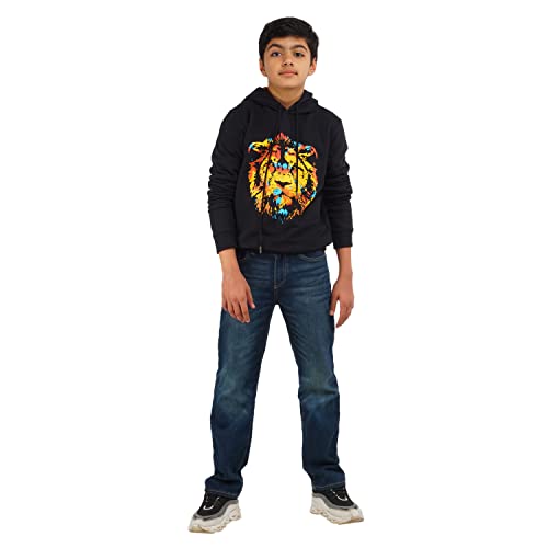 Image of Real Basics Boys Cotton Hooded Neck Hoodie (RB-BoyHood-P1-78-Lion Multicolor 7 Years-8 Years)