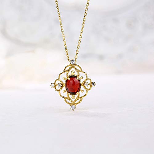 Collier femme argent 925 de haute qualité avec grenat naturel d'exception - 3