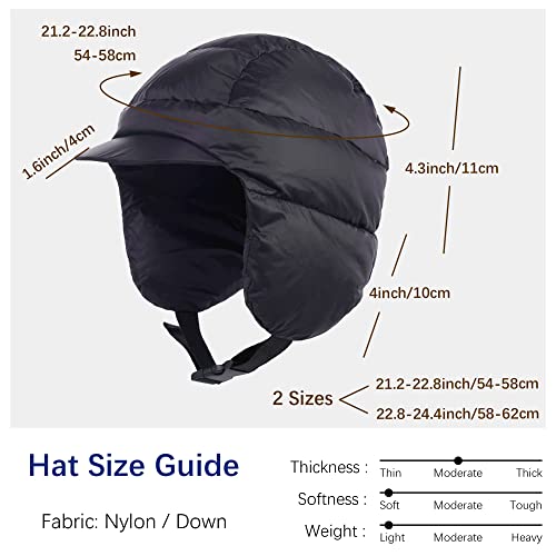 Tofern Winter Down Bomber Hat With Ear Flaps Warm Trapper Ushanka Aviator Cap For Men & Women, Modern Fashion Outdoor Hats Black #TOP4