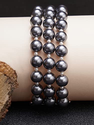 Image of Karatcart Glossy Finish Tumble Stone Studded Beaded Bracelet for Women