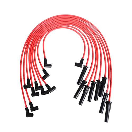 RLP Silicone Spark Plug Wires Set 8.0mm Red Replacement for