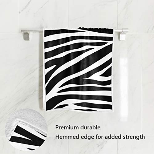 Vdsrup Zebra Print Hand Towels Black White Striped Animal Face Towel Soft Thin Guest Towel Portable Kitchen Tea Towels Dish Washcloths Bath Decorations Housewarming Gifts 16 X 30 In #TOP1