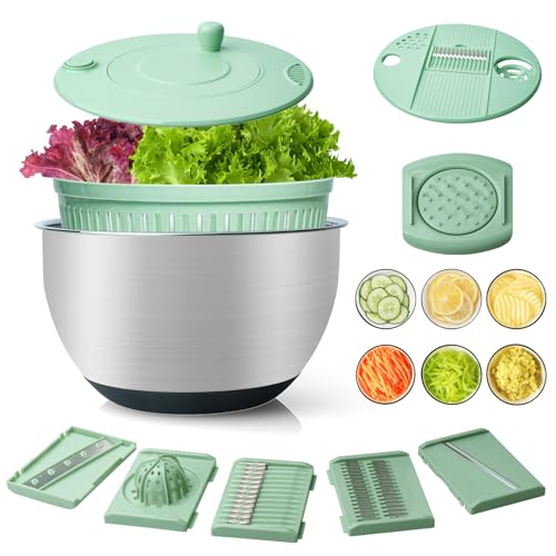 4.25 Qt Stainless Steel Salad Spinner with Accessories