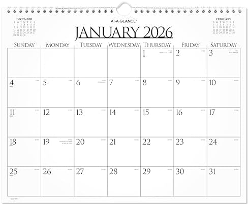 Amazon.com: AT-A-GLANCE 2026 Wall Calendar, Monthly, 15" x 12", Medium ...