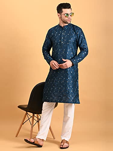 Image of Uri and MacKenzie Embroidery Silk Men's Kurta Pyjama Set