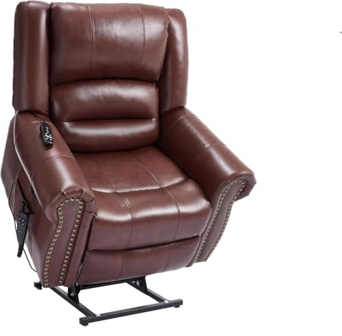 Comfortable Red Electric Recliner with Dual Motors, Full-Lie Flat Massage & Heated Chair for Seniors, Adjustable Positions with Remote, USB Charging, and Easy Stand Support