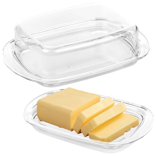 URBN-CHEF 1/2pcs Clear Plastic New Butter Cheese Dish Holder with Lid – Modern Durable, Transparent for Easy Food Preservation Kitchen Storage Tray for Serving Dish Ideal for Home
