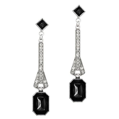 1920s Flapper Earrings 20s Great Gatsby Earrings Vintage 20s Flapper Accessories Gatsby Costume Accessories (Black)
